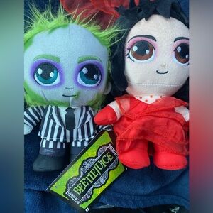 Beetlejuice & Lydia Plush Set - Green, Black, Red